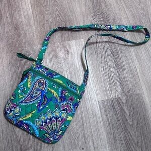 Vera Bradley Green Paisley Crossbody Bag Purse Quilted Purple